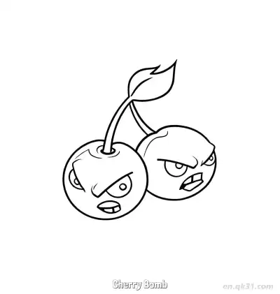 Free printable Cherry Bomb  Coloring Page - Free Printable Plants vs Zombies PDFS Coloring Sheets coloring page