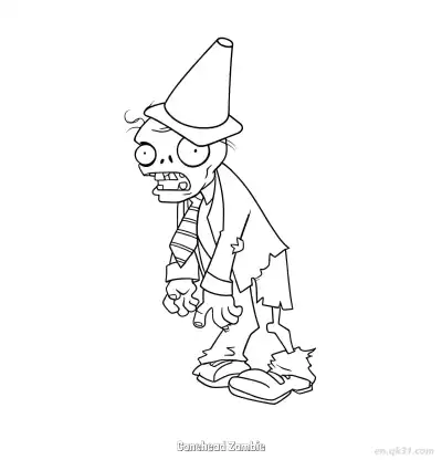 Free printable Conehead Zombie  Coloring Page - Free Printable Plants vs Zombies PDFS Coloring Sheets coloring page