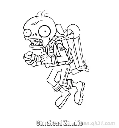 Free printable Conehead Zombie 2 Coloring Page - Free Printable Plants vs Zombies PDFS Coloring Sheets coloring page