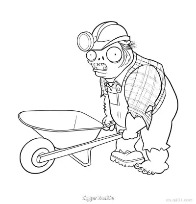 Free printable Digger Zombie  Coloring Page - Free Printable Plants vs Zombies PDFS Coloring Sheets coloring page