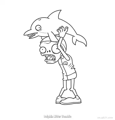 Free printable Dolphin Rider Zombie  Coloring Page - Free Printable Plants vs Zombies PDFS Coloring Sheets coloring page