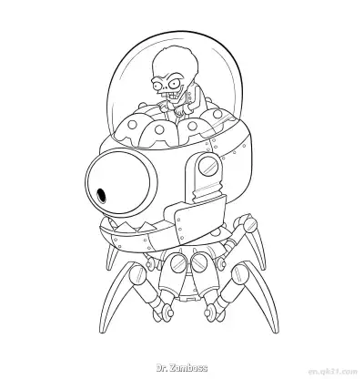 Free printable Dr. Zomboss 2 Coloring Page - Free Printable Plants vs Zombies PDFS Coloring Sheets coloring page
