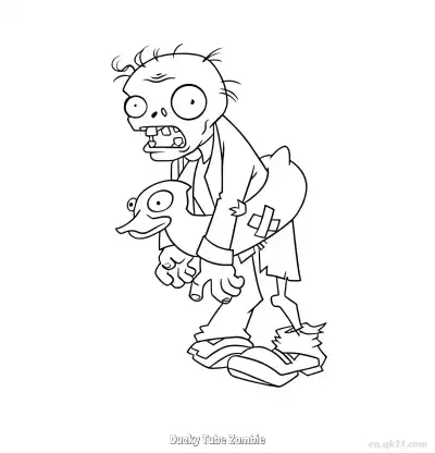 Free printable Ducky Tube Zombie  Coloring Page - Free Printable Plants vs Zombies PDFS Coloring Sheets coloring page