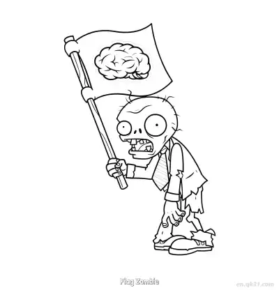 Free printable Flag Zombie  Coloring Page - Free Printable Plants vs Zombies PDFS Coloring Sheets coloring page