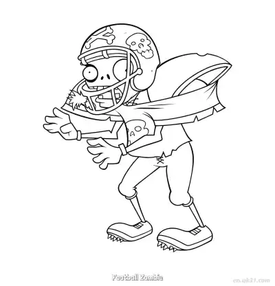 Free printable Football Zombie  Coloring Page - Free Printable Plants vs Zombies PDFS Coloring Sheets coloring page