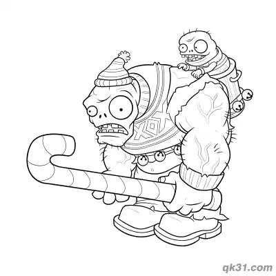 Free printable Gargantuar Christmas Sweater Imp Plants vs Zombies Coloring Page coloring page