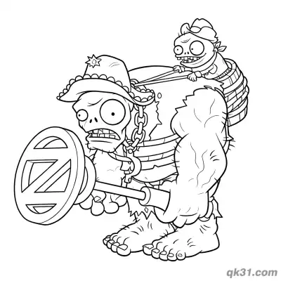 Free printable Gargantuar Cowboy Imp Plants vs Zombies Coloring Page coloring page