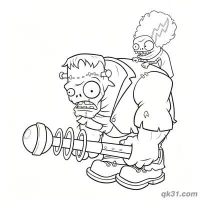 Free printable Gargantuar Frankenstein Imp Plants vs Zombies Coloring Page coloring page