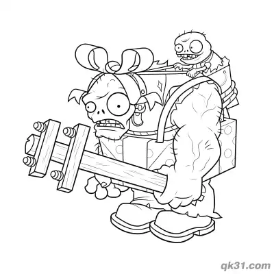 Free printable Gargantuar Gift Box Imp Plants vs Zombies Coloring Page coloring page