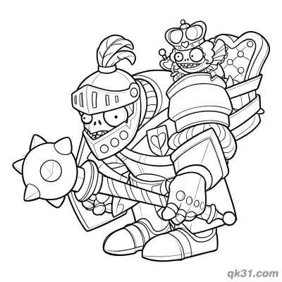 Free printable Gargantuar Knight Crown Imp Plants vs Zombies Coloring Page coloring page