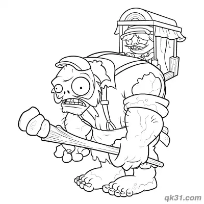 Free printable Gargantuar Sedan Chair Imp Plants vs Zombies Coloring Page coloring page