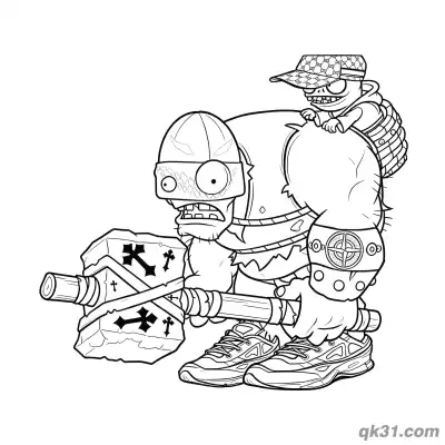 Free printable Gargantuar Streetwear Imp Plants vs Zombies Coloring Page coloring page