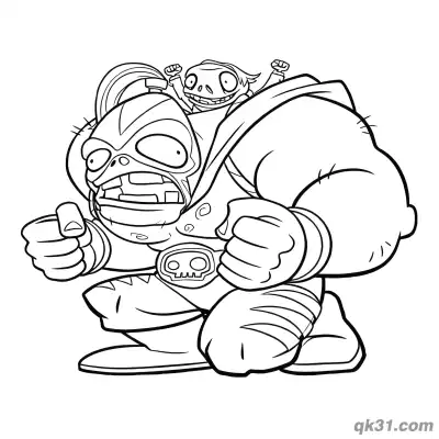 Free printable Gargantuar Wrestler Cheering Imp Plants vs Zombies Coloring Page coloring page