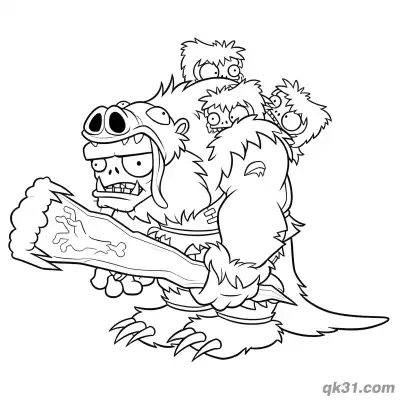 Free printable Gargantuar Yeti Imp Plants vs Zombies Coloring Page coloring page
