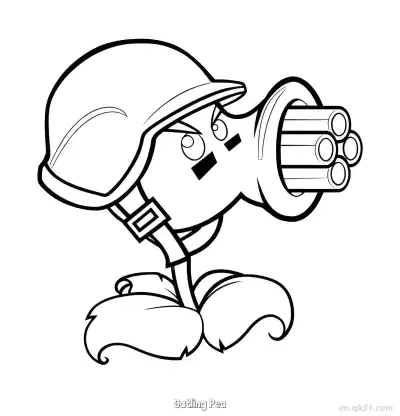 Free printable Gatling Pea  Coloring Page - Free Printable Plants vs Zombies PDFS Coloring Sheets coloring page