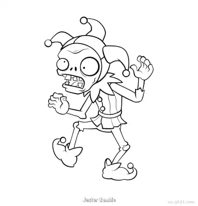Free printable Jester Zombie  Coloring Page - Free Printable Plants vs Zombies PDFS Coloring Sheets coloring page
