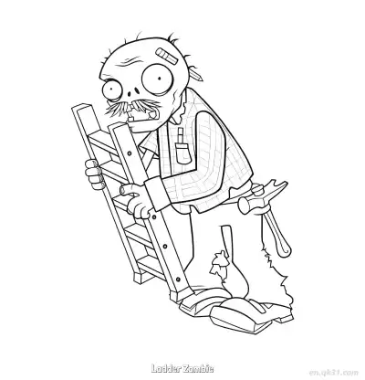Free printable Ladder Zombie  Coloring Page - Free Printable Plants vs Zombies PDFS Coloring Sheets coloring page