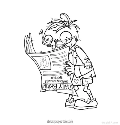 Free printable Newspaper Zombie  Coloring Page - Free Printable Plants vs Zombies PDFS Coloring Sheets coloring page