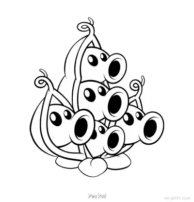 Free printable Pea Pod  Coloring Page - Free Printable Plants vs Zombies PDFS Coloring Sheets coloring page