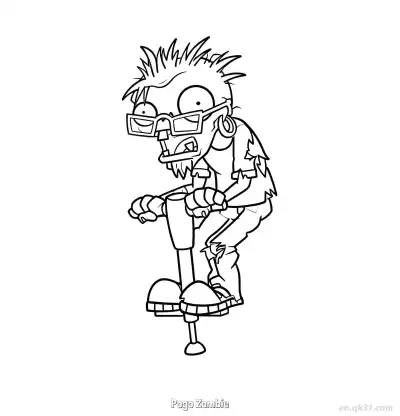 Free printable Pogo Zombie  Coloring Page - Free Printable Plants vs Zombies PDFS Coloring Sheets coloring page