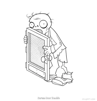 Free printable Screen Door Zombie  Coloring Page - Free Printable Plants vs Zombies PDFS Coloring Sheets coloring page