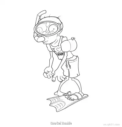 Free printable Snorkel Zombie  Coloring Page - Free Printable Plants vs Zombies PDFS Coloring Sheets coloring page