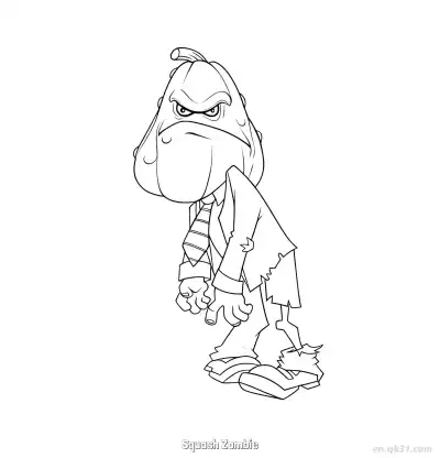 Free printable Squash Zombie  Coloring Page - Free Printable Plants vs Zombies PDFS Coloring Sheets coloring page