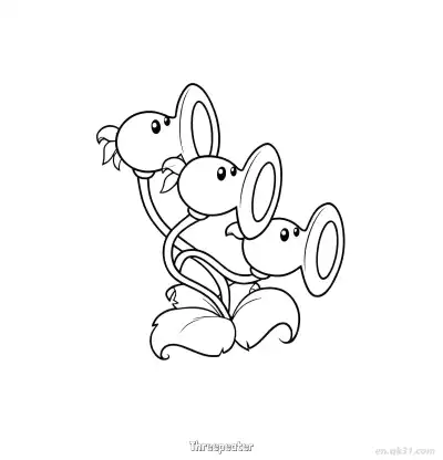 Free printable Threepeater  Coloring Page - Free Printable Plants vs Zombies PDFS Coloring Sheets coloring page