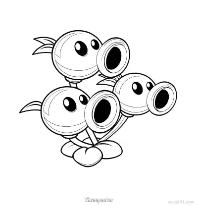 Free printable Threepeater 2 Coloring Page - Free Printable Plants vs Zombies PDFS Coloring Sheets coloring page