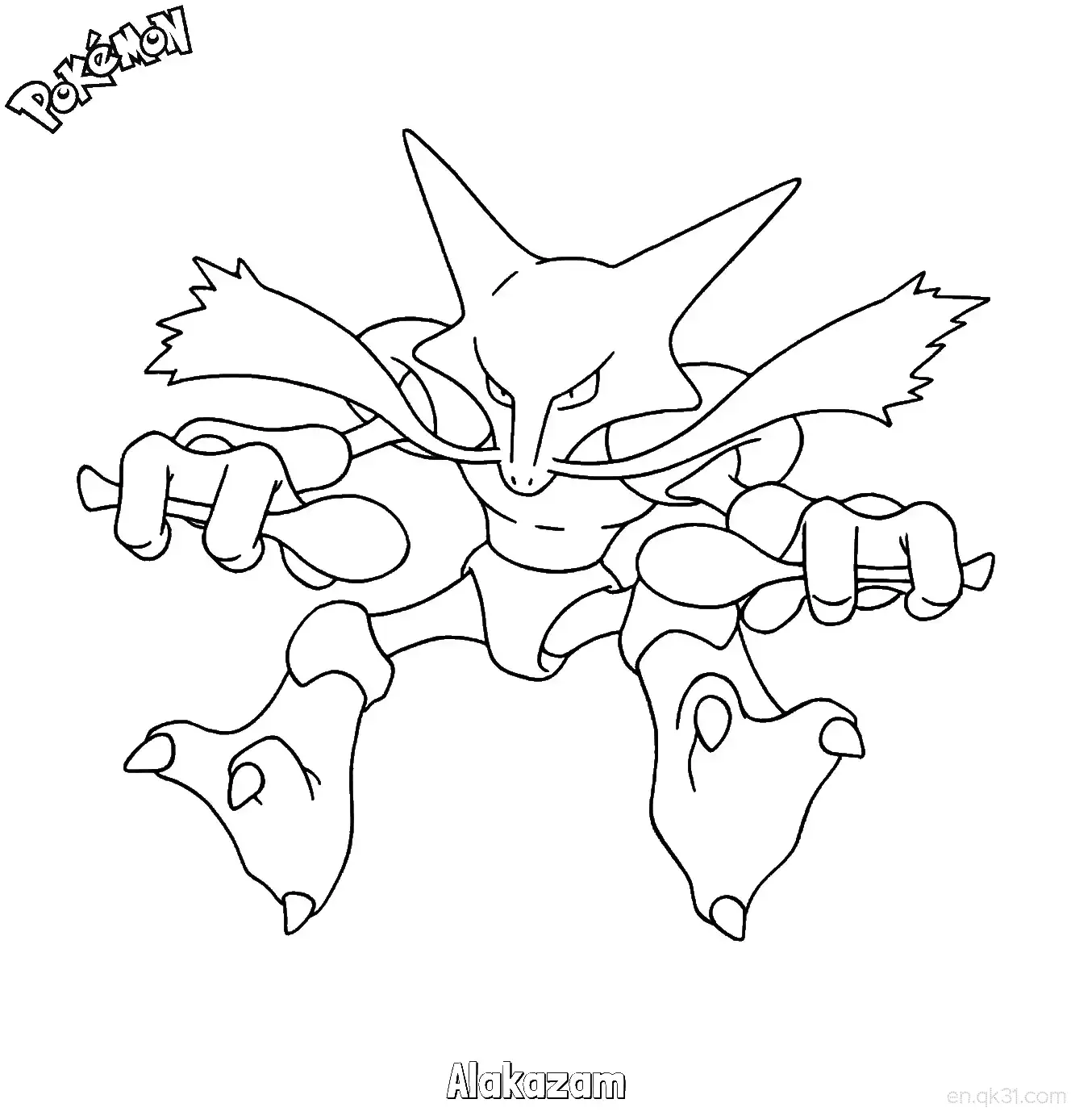 Alakazam Coloring Page - Free Printable Pokemon Coloring Sheets – Free Printable Coloring Page for Kids and Adults