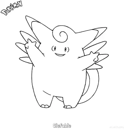 Free printable Clefable Coloring Page - Free Printable Pokemon Coloring Sheets coloring page