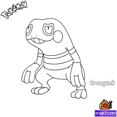 Free printable Croagunk Coloring Page - Free Printable Pokemon Coloring Sheets coloring page