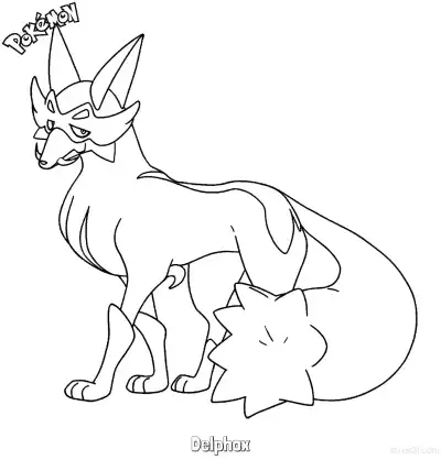 Free printable Delphox Coloring Page - Free Printable Pokemon Coloring Sheets coloring page