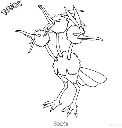 Free printable Dodrio Coloring Page - Free Printable Pokemon Coloring Sheets coloring page
