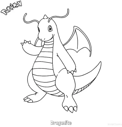 Free printable Dragonite Coloring Page - Free Printable Pokemon Coloring Sheets coloring page