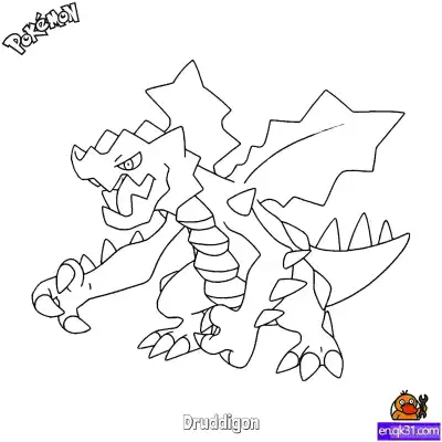 Free printable Druddigon Coloring Page - Free Printable Pokemon Coloring Sheets coloring page