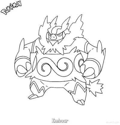 Free printable Emboar Coloring Page - Free Printable Pokemon Coloring Sheets coloring page