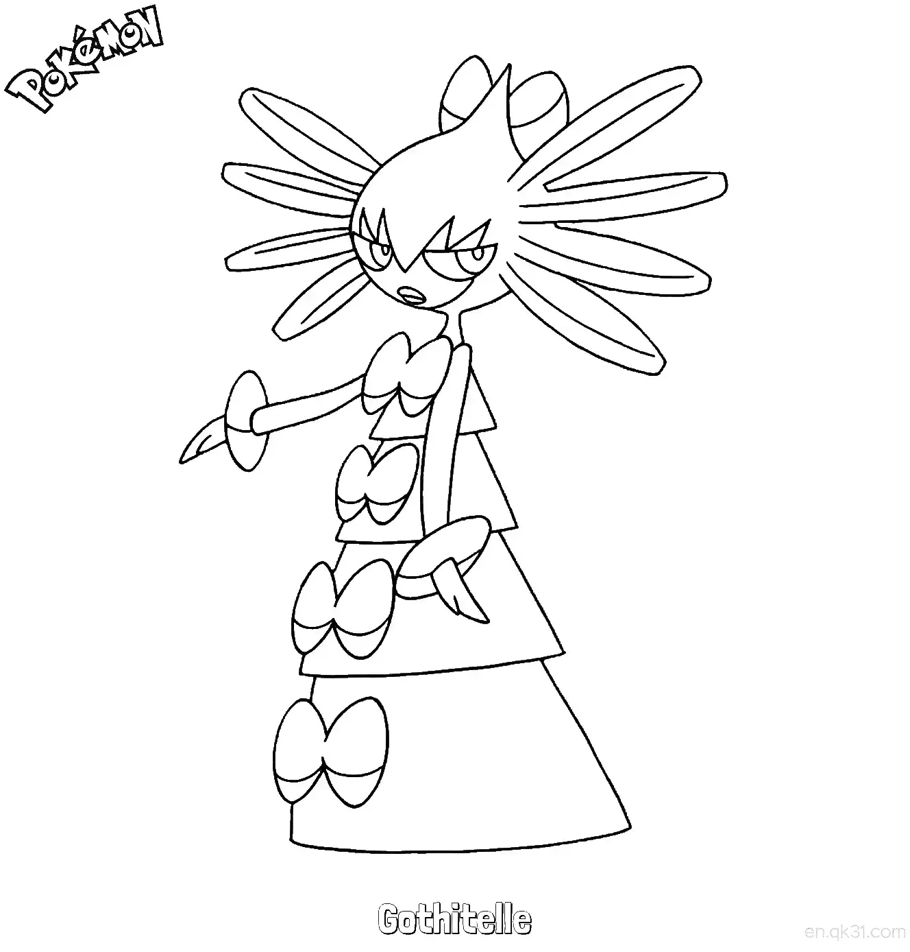 Gothitelle Coloring Page - Free Printable Pokemon Coloring Sheets – Free Printable Coloring Page for Kids and Adults
