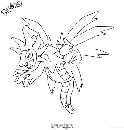 Free printable Hydreigon Coloring Page - Free Printable Pokemon Coloring Sheets coloring page