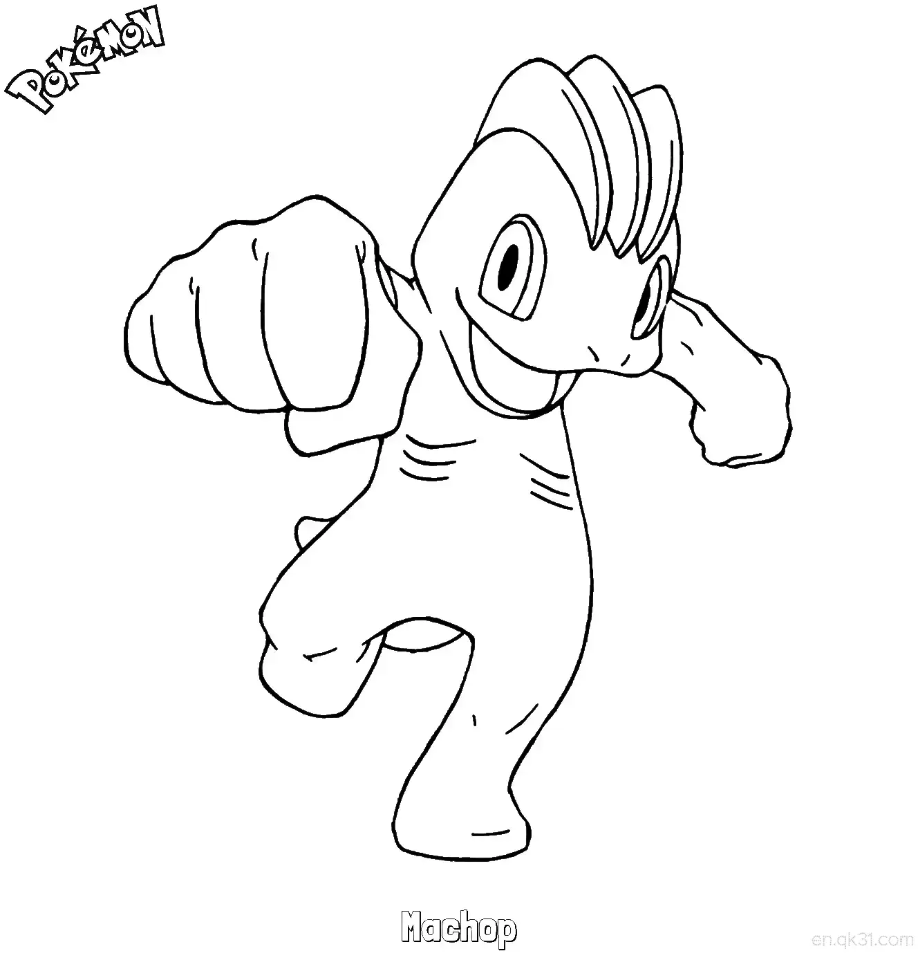 Machop Coloring Page - Free Printable Pokemon Coloring Sheets – Free Printable Coloring Page for Kids and Adults