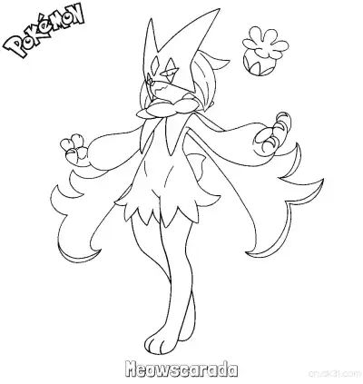 Free printable Meowscarada Coloring Page - Free Printable Pokemon Coloring Sheets coloring page