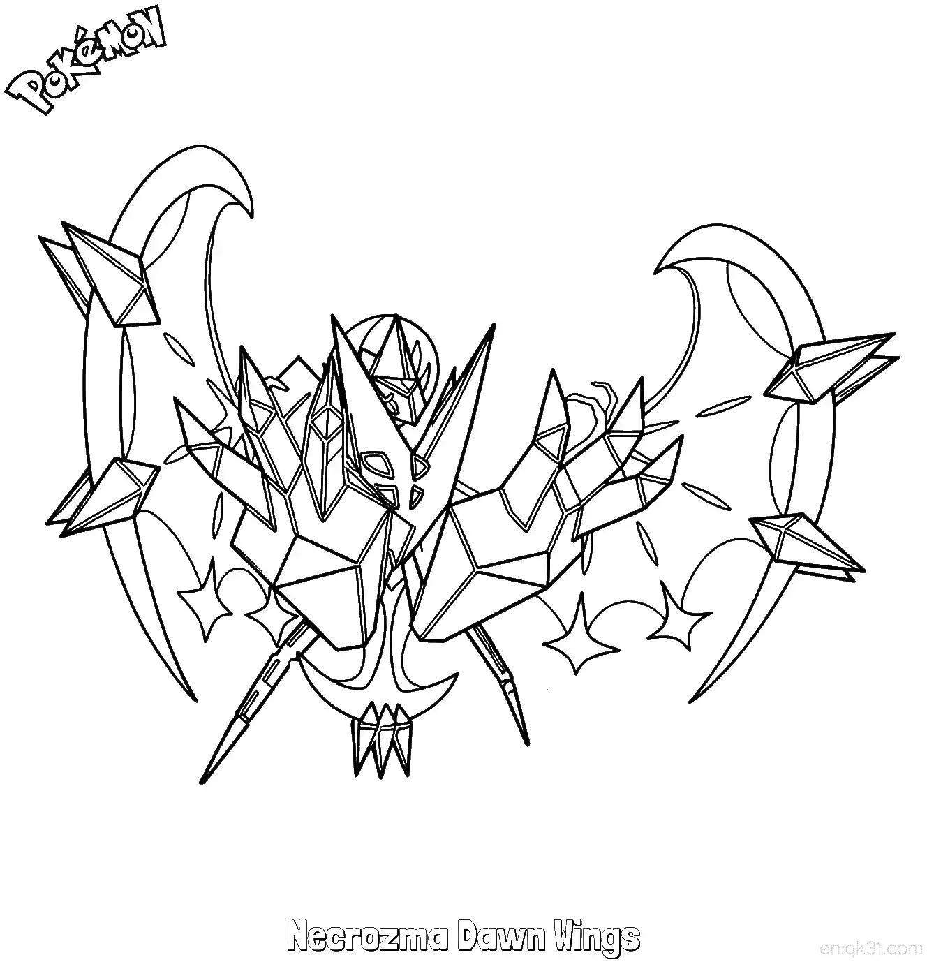 Necrozma Dawn Wings Coloring Page - Free Printable Pokemon Coloring ...