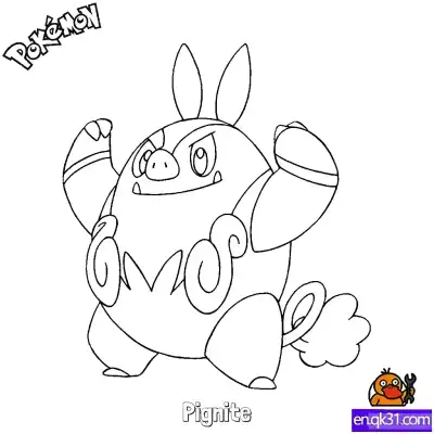 Free printable Pignite Coloring Page - Free Printable Pokemon Coloring Sheets coloring page