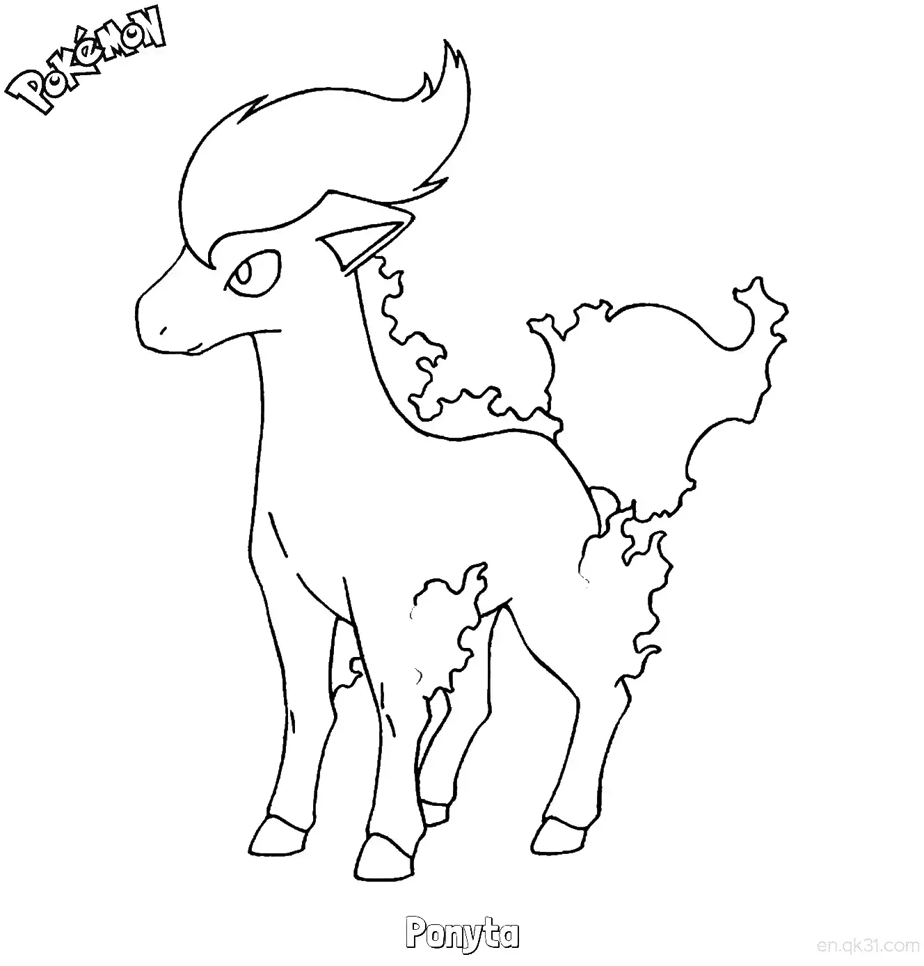Ponyta Coloring Page - Free Printable Pokemon Sheets for Kids & Adults – Free Printable Coloring Page for Kids and Adults