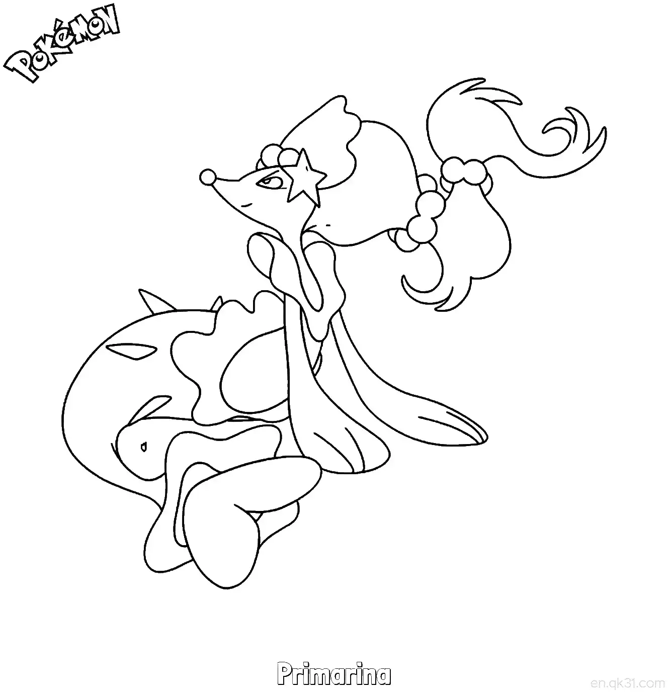 Primarina Coloring Page - Free Printable Pokemon Coloring Sheets – Free Printable Coloring Page for Kids and Adults
