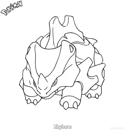Free printable Rhyhorn Coloring Page - Free Printable Pokemon Coloring Sheets coloring page