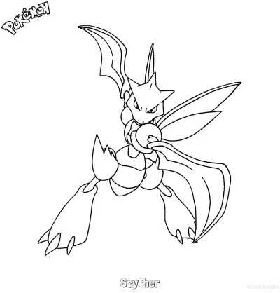 Free printable Scyther Coloring Page - Free Printable Pokemon Coloring Sheets coloring page