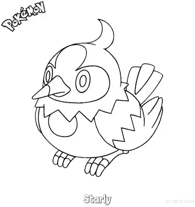 Free printable Starly Coloring Page - Free Printable Pokemon Coloring Sheets coloring page