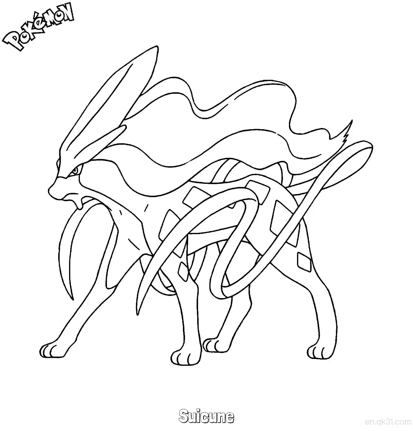 Suicune Coloring Page - Free Printable Pokemon Coloring Sheets – Free Printable Coloring Page for Kids and Adults