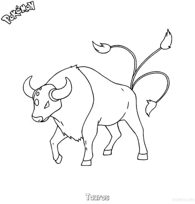 Free printable Tauros Coloring Page - Free Printable Pokemon Coloring Sheets coloring page